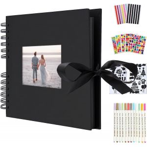 Album Photo Traditionnel Diy Scrapbook 40 Feuilles (80 Pages), Scrapbooking Album Mariage Livre D'or, Idee Cadeau Couple Femme Pour Valentin De No&euml;l Anniversaire (Noir) - Neuf