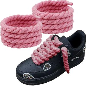 Ytseazn-Gros Lacets Pour Air Force 1,1 Paires Lacets Corde Lacets Ronds 8 Mm Lacet Chaussure Lacet Campus Big Rope Laces Lacets Torsadés Epais 150cm Pour Sneakers,Baskets - Neuf