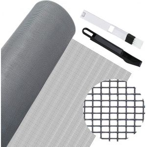 Rouleau Moustiquaire Fibre de Verre, 120x250 cm Moustiquaire Fenêtre Fin, Toile Anti Moustique, Filet Anti Moustique Fenêtre avec Brosse de Nettoyage, pour Insectes Chats Oiseaux - Neuf