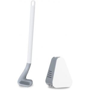 KGABERY-Brosse Wc En Silicone De Golf-Longue Tige-Avec Support-360º-Pas De Coins Morts-Montage Mural Et Debout-Pour Salle De Bain-Blanc - Neuf