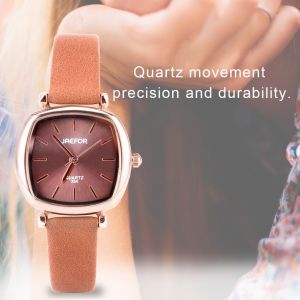Montre A Quartz Retro A Petit Cadran Carre Avec Bracelet En Cuir Synthetique (Cafe) - Neuf