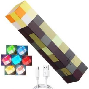 HLJHJ-Lampe Murale en Forme de Torche Miner Game 28 cm - 7 couleurs Lampe de nuit rechargeable par USB - Éclairage manuel ou mural - Lampe de chevet pour enfants - Cadeau pour chambre et décoration d - Neuf