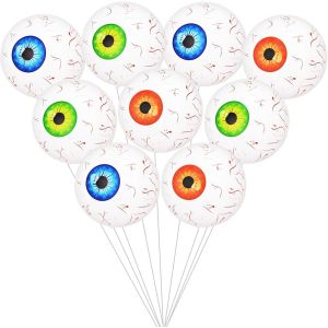 9Pcs Globe Oculaire Gonflable D'Halloween Ballons Oculaires Flottants Géants D'Halloween Énorme Globe Oculaire Fête D'Halloween Jouet Décoration Globe Oculaire En Feuille D'Aluminium (Blanc) - Neuf
