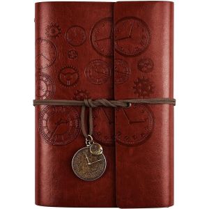 Chenquansarl-Carnet De Notes En Cuir, Rechargeable Carnet De Voyage Agenda Vintage &Agrave; Spirales Avec Papier Lign&eacute; Journal Intime Cadeau Pour Fille Et Gar&ccedil;on, 18 X 13 Cm Brun - Neuf