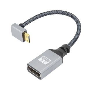ERYI-Câble Adaptateur Mini Hdmi Vers Hdmi 4K, Angle De 90 Degrés, Mini Hdmi Mâle Vers Hdmi Femelle, Câble Court En Aluminium Tressé, Support 4K Uhd, Pour Ordinateur Portable, Projecteur, Tv(20 Cm) - Neuf