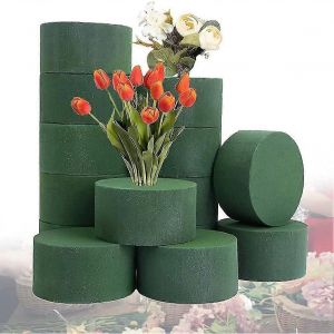 15pcs Rond Vert Mousse Florale Plateau Diy Mousse Florale Mousse Florale Artificielle Pour Décoration De Fête De Mariage - Neuf