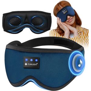 JGD-Maque de Nuit Bluetooth Casque de Sommeil, 100% Occultant Masque de Sommeil avec &Eacute;couteurs Pour Hommes et Femmes, Peut Jouer 15 Heures, Casque de Sommeil avec Sac de Voyage &Eacute;tanche - Neuf