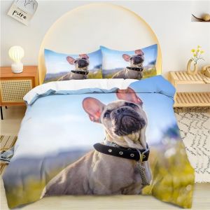 Housse De Couette X Couleur Sable, Bulldog Anglais Parure De Lit Personnes Microfibre Doux Respiran Housse Couette Avec Fermeture &iquest;&iquest;Clair, Ensemble De Literie Avec Taie D'oreiller - Neuf