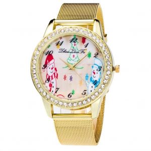 Zhoulianfa Strass D&eacute;coration P&egrave;re No&euml;l Cadran Motif Acier Maille Ceinture Montre - Neuf