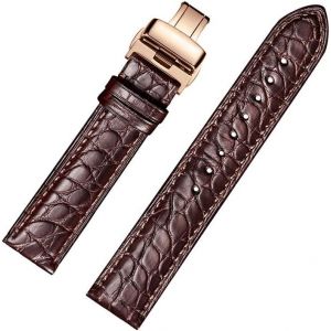 Kal-Cuir De Vachette, Bracelets De Montre En Cuir D'alligator Avec Boucle Déployante En Or Rose - Neuf
