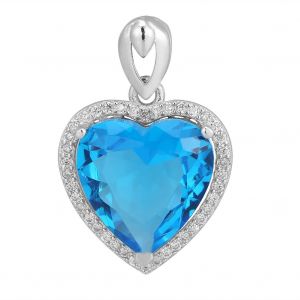 Collier Tendance Pour Femme Avec Pendentif En Forme De Cour En Argent 925 Et Zircon Bleu - Neuf