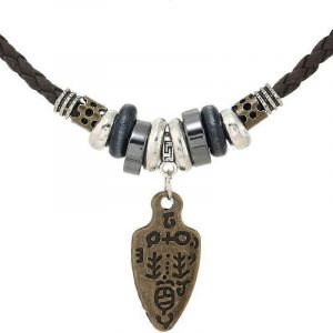 Hommes Femmes Collier En Cuir Vintage Style Tribal Boho Hipppie Noir Tressé Colliers De Perles Avec Pendentif De Breloque Pour Un Usage Quotidien - Neuf