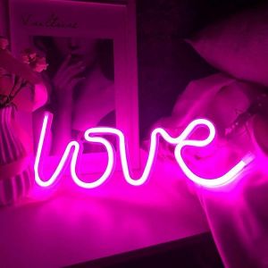 Amour néon enseignes lumière LED amour art dortoir maison signe mur décor de table pour cadeau de la Saint-Valentin - Neuf