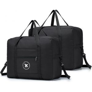 KALANKA-Sac de Voyage Sac Bagage 45 x 36 x 20 cm Sac Cabine Pliable Sac Voyage Sac Organisateur Voyage Cabine Sac a Bagage Portable Avion Bagage Cabine Pliable Sac Weekend Rangement (Noir x2) - Neuf