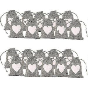 W C?Ur De La Toile De Jute Des Sacs-Cadeaux Sacs En Toile De Jute Faveurs De Mariage Sacs-Cadeaux Avec Cordon De Serrage Bijoux Sachets De Bonbons Sacs De Faveur De Mariage De 20pcs - Neuf