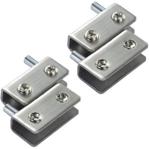 Lot de 4 charni&egrave;res de porte en verre pivotantes &agrave; 90 &deg;, sans per&ccedil;age, en acier inoxydable, pour porte en verre de 5 &agrave; 8 mm, argent - Neuf