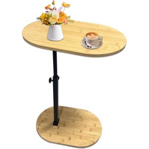SUBZONAL-Table d'appoint en Forme de C, Table d'appoint pour canap&eacute;, Table d'appoints pour Salon, Plateau TV r&eacute;glable en Hauteur, Table d'appoints pivotante pour canap&eacute; Qui se Glisse sous - Neuf
