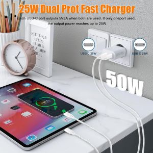 25w Chargeur Prise Usb C Et C&acirc;ble Pour Samsung A55 A26 A16 5g/A35 A14 A53 A33 A15 S22/S23 S24 Plus A04s A05s A23 A54 A52 A22 Galaxy Iphone 15 16 Pro Max Rapide Adaptateur Type C Secteur Alimentation - Neuf