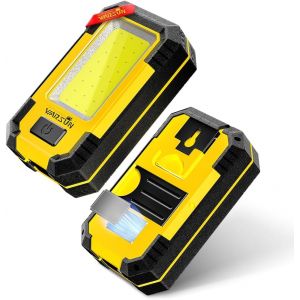 MEVRONISSHOP-Lampe de Travail c Baladeuse LED COB 1200 lumens Super Lumineuse Portable avec Base Magn&eacute;tique et Crochet 30W Lampe Mecanicien pour R&eacute;paration, Jaune - Neuf