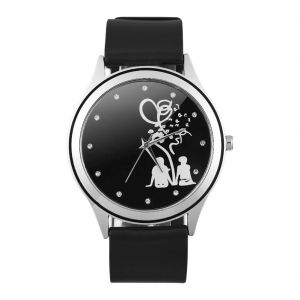 Amoureux Motif Pu Quartz Mouvement Strass Montre-Bracelet Analogique (Hommes) - Neuf