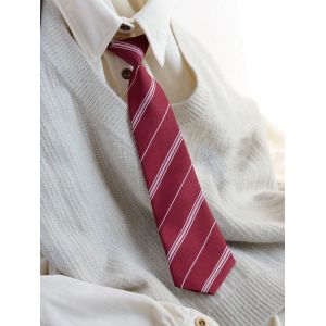 Mode filles garçons JK cravate Preppy Chic rayé marine rouge cravates pour hommes paresseux cravates Bachelor uniforme court cou cravate marron cravate - Neuf