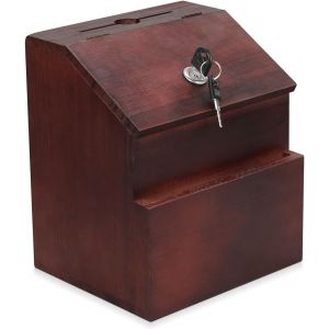 CHECARZHN--NO1-Boîte À Suggestions Verrouillable En Bois Avec Couvercle À Clé, Acajou Rouge, Fixation Murale Ou Autoportante, Pour Prière De Vote Verrouillée, Commentaire De Billets, Astuces En Espèc - Neuf