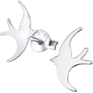 Kal-Bijou Pour Femme Boucles D'oreilles Pour Femme Oiseau Hirondelle Brillant Argent Sterling 925 - Neuf