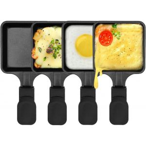 Letnerny-Lot De 4 Mini Poêles À Fromage Avec Revêtement Anti-Adhésif Pour Raclettes - Plateaux De Rechange Pour Raclette, Mini Poêles À Raclette, Forme Carrée - Neuf