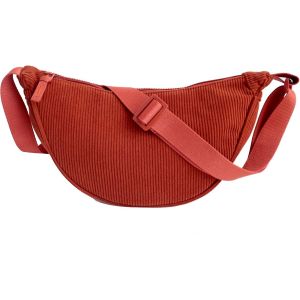 CAUC-Sac Banane Femme Homme, Sac Banane Velours en C&ocirc;tel&eacute;, Sac Ceinture Unisexe avec Grande Capacit&eacute;, L&eacute;ger et Confortable, Id&eacute;al pour Voyage, Quotidien, Sport et Festivals (Orange) - Neuf
