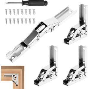 4 Charni&egrave;res Pliantes &agrave; 180 Degr&eacute;s avec 1 Tournevis,Charni&egrave;re &agrave; 90 Degr&eacute;s pour Bo&icirc;tes en Bois Charni&egrave;re &agrave; Visser avec 16 Vis Charni&egrave;res de Table Pliantes pour Portes D'armoires Portes en Bois - Neuf