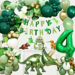 CAUC-Decoration Anniversaire Dinosaure Garcon, Anniversaire 4 an Decoration Garcon, Ballon Dinosaure Anniversaire, Deco Dinosaure Anniversaire, Ballon 4 Ans Kit Anniversaire F&ecirc;te Gar&ccedil;on - Neuf