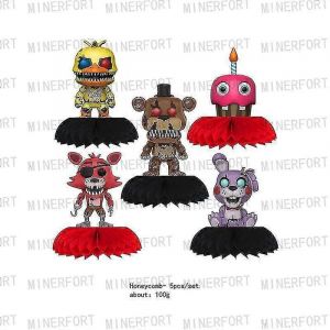 Figurines Anime Cinq Fnaf Fournitures De Fête D'anniversaire Vaisselle Jetable Assiettes En Papier Tasses Ballons Cake Topper Pour Enfants Décorations-Nid D'abeille 5pcs - Neuf