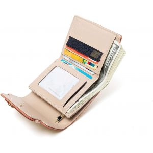 Portefeuille Pour Femme Rfid En Cuir À Trois Volets Avec Porte-Cartes Et Fermeture Éclair,Orange,Small, - Neuf