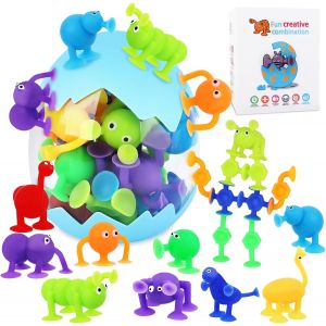 Jouets à Ventouse,27PCS Jouet d'Aspiration pour Enfants ?ufs de Dinosaure Cadeaux Montessori Sensoriels Jeu de Bain Bébé pour 3 4 5 6 7 Ans Garçons Filles,pour Fenêtres,Baignoires - Neuf