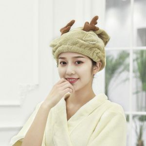 Fast Drying Hair Turban Shower Cap Soft Absorbent Cute Cartoon Dry Hair Hat For Women Wet Longer And Thicker Hair, Coffee(65*25cm) - Neuf