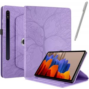 Kal-Coque Pour Samsung Galaxy Tab S9 2023/ S8 2022/ S7 2020 11 Pouce, Étui Cuir Pu Housse De Protection Flip Avec [Stylet] Fonction Support Antichoc Étui Rotatif À 360° - Violet - Neuf