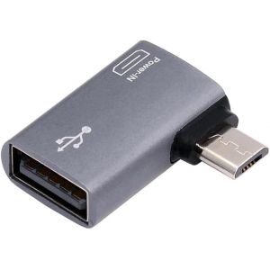 Adaptateur Micro Usb 2.0 Vers Usb Standard Type A Femelle Otg Coudé À 90 Degrés Avec Alimentation Micro Usb Pour Téléphone Et Tablette[Z1239] - Neuf