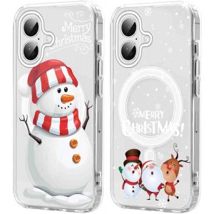 SJZG-2 Pi&egrave;ces No&euml;l Coque Magn&eacute;tique Pour Iphone 16 Plus 6,7'', Etui En Motif Dessin Cadeau De No&euml;l Compatible Avec Magsafe, Housse Christmas Silicone Tpu Bumper Cover Pour Iphone 16 Plus, No&euml;l 07 - Neuf