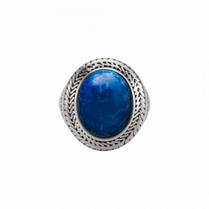 Bague Homme Argent Lapis Bouddha - Neuf