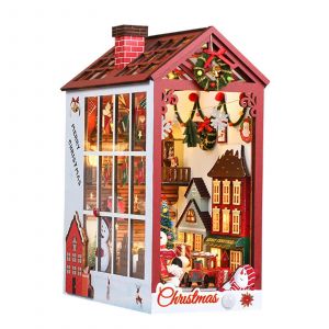 Chambre Du P&egrave;re No&euml;l Bricolage Livres Nooks Kit De Maisons De Poup&eacute;es Miniatures Bricolage Avec Lumi&egrave;res Led/Musique Ornement De Table - Neuf
