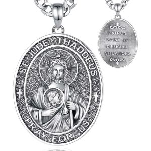 Asas-St. Christophe/St. Michel/St. Benoît/Saint Jude//Médaille Vierge Marie Croix Jésus 7 Sceaux D'archange Pendentif En Argent Sterling 925 Pour Hommes Femmes Amulettes Religieuses - Neuf
