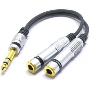 Adaptateur Jack 6,35 St&eacute;r&eacute;o M&acirc;le Vers 2X Jack Trs Femelle C&acirc;ble Y Splitter Distributeur 6,3Mm 15Cm[Z1381] - Neuf