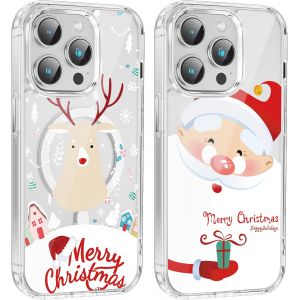 TRAHOO-2 Pi&egrave;ces No&euml;l Coque Magn&eacute;tique pour iPhone 15 Pro 6,1'', Etui en Motif Dessin Cadeau de No&euml;l Compatible avec MagSafe, Antichoc Housse Christmas Silicone Cover pour iPhone 15 Pro, P&egrave;re No&euml;l 02 - Neuf