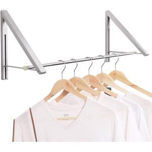 Buanderie S&eacute;choir Rack Mural V&ecirc;tements Cintre Pliant Mur Manteau Racks en Aluminium De Stockage &Agrave; Domicile Organisateur &Eacute;conomiseurs D'espace Argent 2 Rakcs avec Tige - Neuf