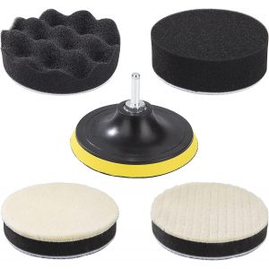 Kit d'&eacute;ponge &agrave; polir de 5 pouces avec adaptateur pour perceuse et tampons de polissage - Neuf