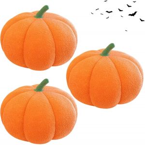 Cauc-Lot De 3 Coussins De Citrouille D'automne - D&eacute;coration 3d - En Peluche 3d - D&eacute;coration D'automne - Coussin De Citrouille - Pour Thanksgiving, Halloween, Chambre &Agrave; Coucher, Canap&eacute; (Orange) - Neuf