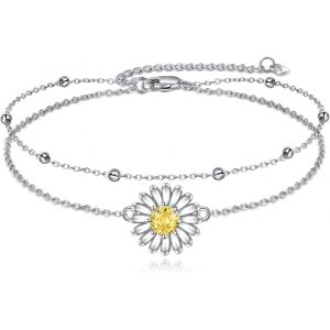 Cmjaagur-Star Anklets Sterling Silver Double Chain Layered Chain Jewelry Stars Gifts For Women[M322] - Neuf