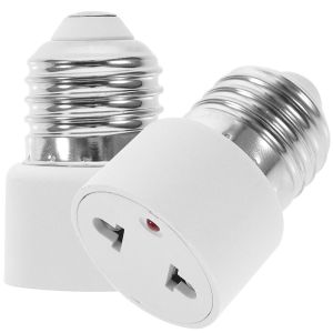 Adaptateur Douille E27 &agrave; Prise 2 Broches, Convertisseur Ampoule Pour Usage Domestique, Lot De 2, Blanc - Neuf