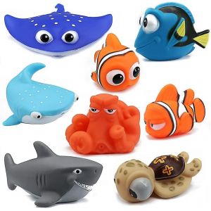 8 Pi&egrave;ces Le Monde De Dory Nemo Jouets De Bain, Animaux Marins Flottants (Requin Poulpe Poisson Clown Tortue Poisson Diable) Jouet De Bain &Agrave; Jet D'eau De Baignoire Pour B&eacute;b&eacute;s Enfants - Neuf