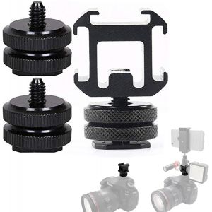 MEVRONISSHOP-Triple Hot Shoe Mount, Adaptateur Griffe Camera, 1PcsTriple Hot Shoe Mount, 2 PCS Hot Shoe Mount 1/4""-20Adaptateur pour Cam&eacute;scopes, DSLR, Appareils Photo - Neuf